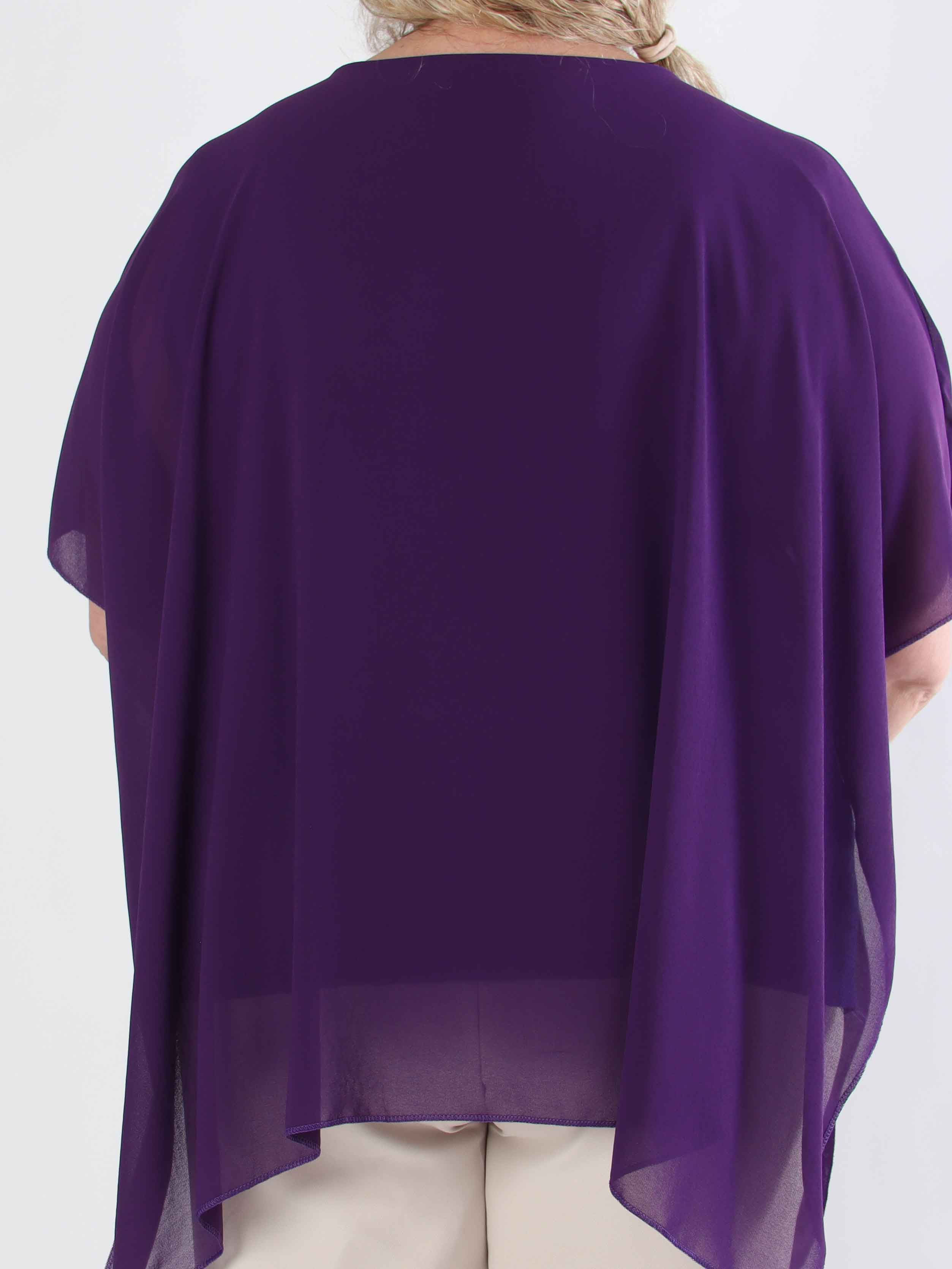 Mirabella Plain Shirt - Söt tunika i plusstorlek med löst chiffonglager